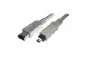 Preview: DINIC FireWire 400 Kabel 6 polig auf 4 polig Stecker, 1m Anschlusskabel IEEE 1394, grau